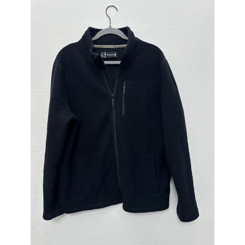 Smartwool Men L Black Hudson Trail Recycled Wool Fleece Full Zip Jacket SW016521
